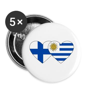 Finland Uruguay Heart Flag - Buttons large 2.2''/56 mm (5-pack) - white - Front