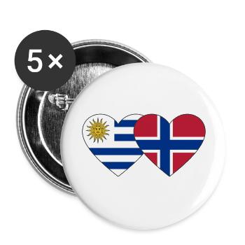 Uruguay Norway Heart Flag - Buttons large 2.2''/56 mm (5-pack) - white - Front