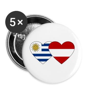 Uruguay Austria Heart Flag - Buttons large 2.2''/56 mm (5-pack) - white - Front