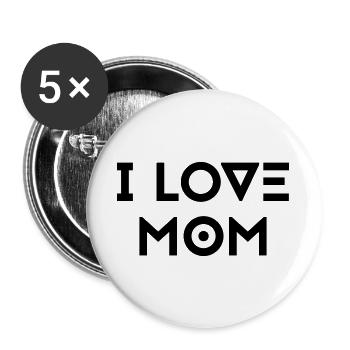 I LOVE MOM - Buttons large 2.2''/56 mm (5-pack) - white - Front