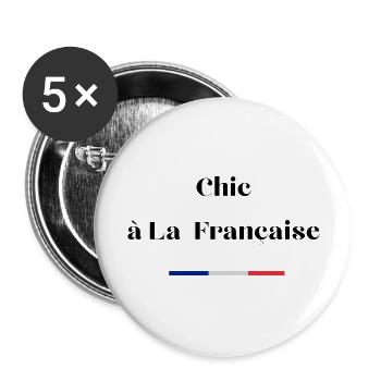 Chic à la française - Lot de 5 grands badges (56 mm) - blanc - Devant