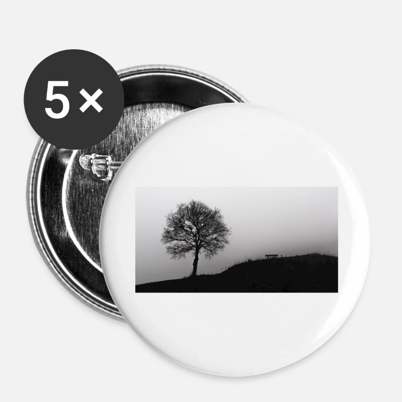 The bench and the tree in the fog - Buttons large 2.2''/56 mm (5-pack) - white
