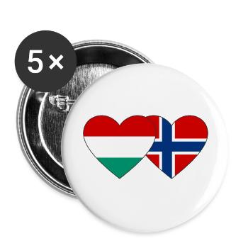 Bulgarie Norvège Drapeau du cœur - Lot de 5 grands badges (56 mm) - blanc - Devant