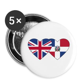 England Dominican Republic Flag Heart - Buttons large 2.2''/56 mm (5-pack) - white - Front