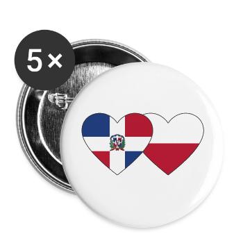 République dominicaine Pologne Flag Heart - Lot de 5 grands badges (56 mm) - blanc - Devant