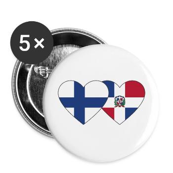 Finland Dominican Republic Flag Heart - Buttons large 2.2''/56 mm (5-pack) - white - Front