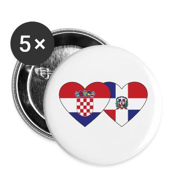 Kroatien Dominikanische Republik Flagge Herz - Buttons groß 56 mm (5er Pack) - Weiß - Vorne