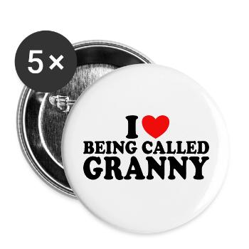 Geschenk für Omas Ich liebe es, Oma genannt zu werden - Buttons groß 56 mm (5er Pack) - Weiß - Vorne