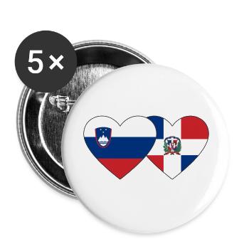 Slowenien Dominikanische Republik Flagge Herz - Buttons groß 56 mm (5er Pack) - Weiß - Vorne