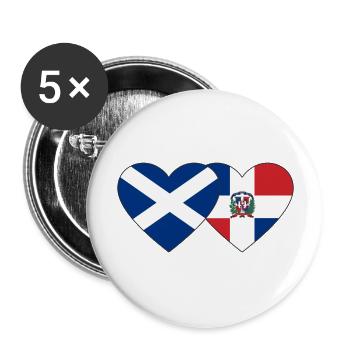 Schottland Dominikanische Republik Flagge Herz - Buttons groß 56 mm (5er Pack) - Weiß - Vorne