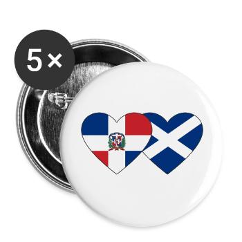 Dominikanische Republik Schottland Flagge Herz - Buttons groß 56 mm (5er Pack) - Weiß - Vorne