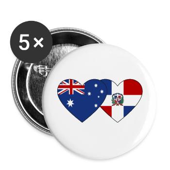 Australien Dominikanische Republik Flagge Herz - Buttons groß 56 mm (5er Pack) - Weiß - Vorne