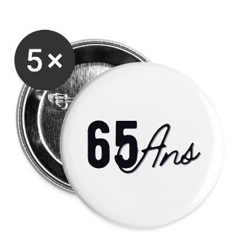 65 Ans - Lot de 5 grands badges (56 mm) - blanc - Devant
