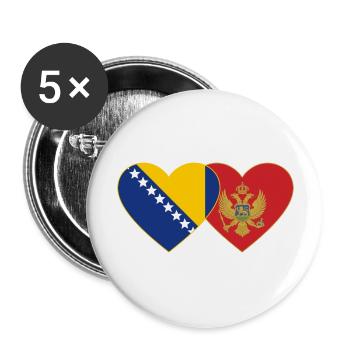 Bosnien Montenegro Flagge - Buttons groß 56 mm (5er Pack) - Weiß - Vorne