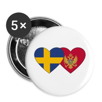 Schweden Montenegro Flagge - Buttons groß 56 mm (5er Pack) - Weiß - Vorne