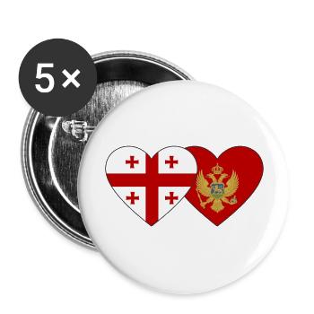 Georgien Montenegro Flagge - Buttons groß 56 mm (5er Pack) - Weiß - Vorne
