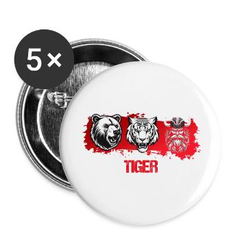 Bärtiger Vater Bär Tiger Vatertag Bär Tiger Mann - Buttons groß 56 mm (5er Pack) - Weiß - Vorne