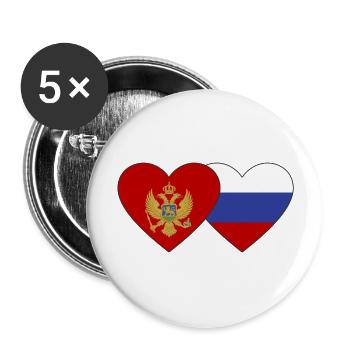 Montenegro Russland Flagge - Buttons groß 56 mm (5er Pack) - Weiß - Vorne