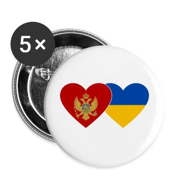Montenegro Ukraine Flagge - Buttons groß 56 mm (5er Pack) - Weiß - Vorne