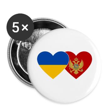 Ukraine Montenegro flag - Buttons large 2.2''/56 mm (5-pack) - white - Front