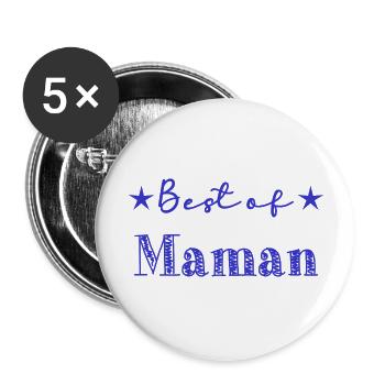 FÊTE DES MÈRES. BONNE FÊTE MAMAN. MAMAN. FÊTE - Lot de 5 grands badges (56 mm) - blanc - Devant