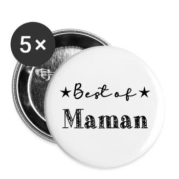 BONNE FÊTE MAMAN. MAMAN. FÊTE DES MÈRES. JE T'AIME - Lot de 5 grands badges (56 mm) - blanc - Devant