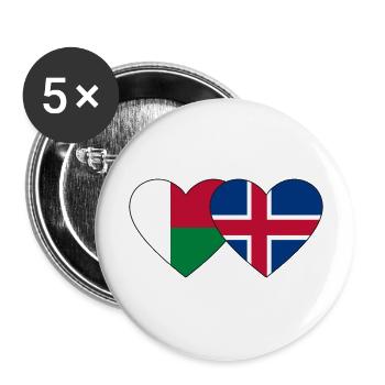 Madagaskar Island Flagge Herz - Buttons groß 56 mm (5er Pack) - Weiß - Vorne