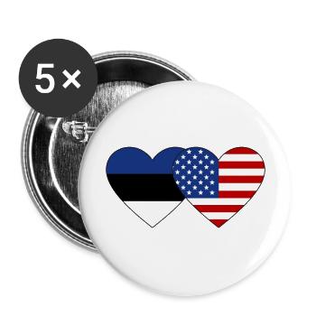 Estonia USA Flag Heart - Buttons large 2.2''/56 mm (5-pack) - white - Front