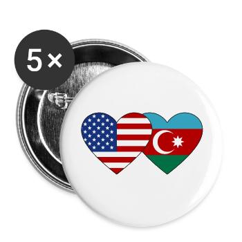USA Azerbaijan flag heart - Buttons large 2.2''/56 mm (5-pack) - white - Front