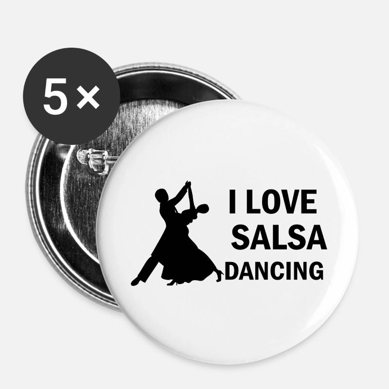 Dancing Dance Music - Buttons groß 56 mm (5er Pack) - Weiß