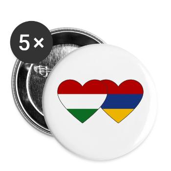 Ungarn Armenien Flagge Herz - Buttons groß 56 mm (5er Pack) - Weiß - Vorne