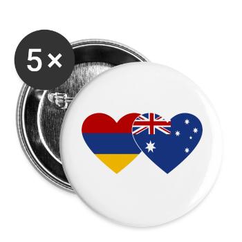 Armenia Australia Flag Heart - Buttons large 2.2''/56 mm (5-pack) - white - Front