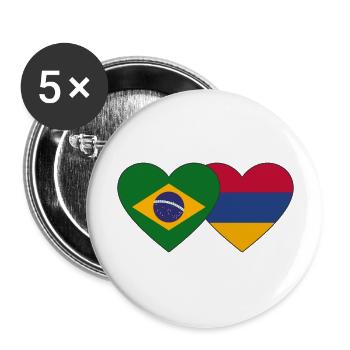 Brazil Armenia flag heart - Buttons large 2.2''/56 mm (5-pack) - white - Front