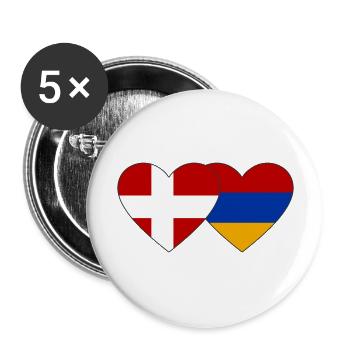 Danemark Arménie Flag Coeur - Lot de 5 grands badges (56 mm) - blanc - Devant