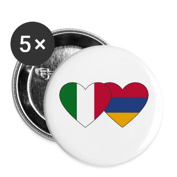 Italy Armenia flag heart - Buttons large 2.2''/56 mm (5-pack) - white - Front