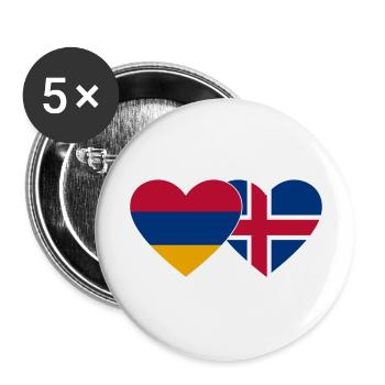 Armenia Iceland Flag Heart - Buttons large 2.2''/56 mm (5-pack) - white - Front