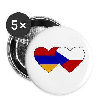 Armenien Tschechien Flagge Herz - Buttons groß 56 mm (5er Pack) - Weiß - Vorne