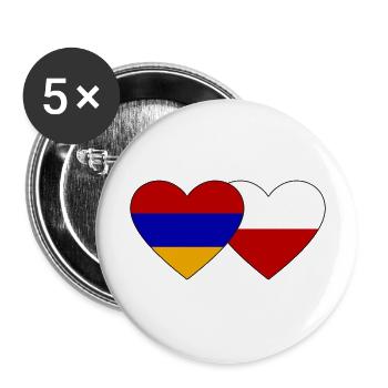 Armenien Polen Flagge Herz - Buttons groß 56 mm (5er Pack) - Weiß - Vorne