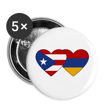 Cuba Armenia Flag Heart - Buttons large 2.2''/56 mm (5-pack) - white - Front