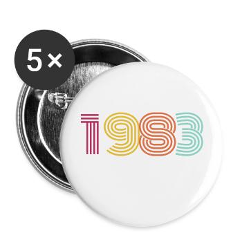 Jahrgang 1983 - Buttons groß 56 mm (5er Pack) - Weiß - Vorne
