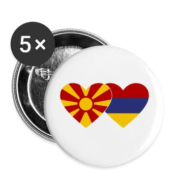 Macedonia Armenia Flag Heart - Buttons large 2.2''/56 mm (5-pack) - white - Front