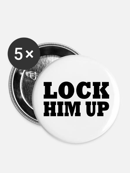 Lock him up - Buttons groß 56 mm (5er Pack) - Weiß