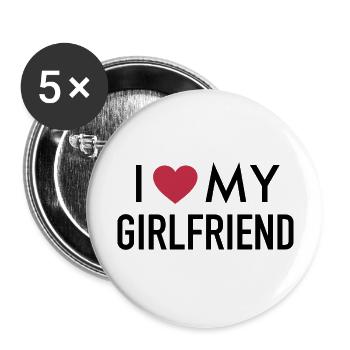 Ich liebe meine Freundin - Buttons groß 56 mm (5er Pack) - Weiß - Vorne