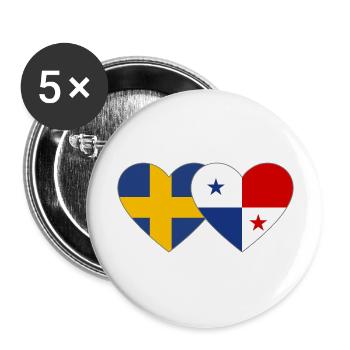 Sweden Panama flag heart - Buttons large 2.2''/56 mm (5-pack) - white - Front