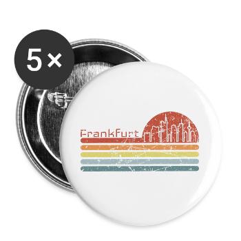 Frankfurt Retro Style Skyline Vintage Motiv - Buttons groß 56 mm (5er Pack) - Weiß - Vorne