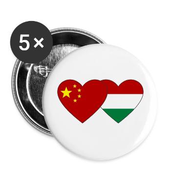 China Hungary Heart Flag - Buttons large 2.2''/56 mm (5-pack) - white - Front