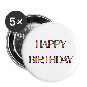 GEFELICITEERD. GEFELICITEERD. VERJAARDAG. - Buttons groot 56 mm (5-pack) - wit - Voor