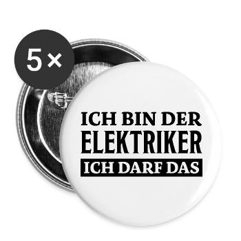 Elektriker Spruch Lustiges Elektriker Geschenk - Buttons groß 56 mm (5er Pack) - Weiß - Vorne