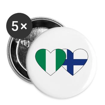 Nigeria Finland Flag Heart - Buttons large 2.2''/56 mm (5-pack) - white - Front