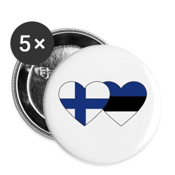 Finland Estonia Flag Heart - Buttons large 2.2''/56 mm (5-pack) - white - Front